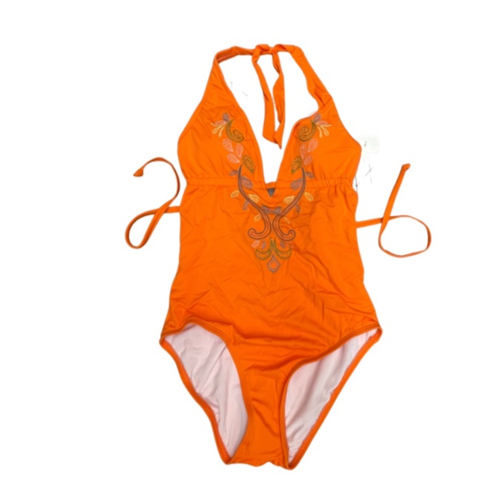 Coastal Zone Embroidered Halter One Piece Swimsuit